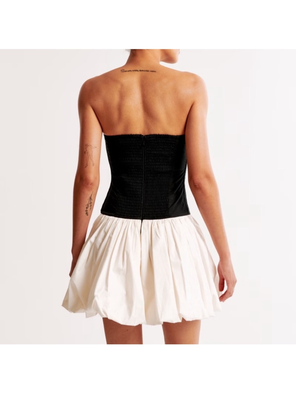 Strapless Black and Cream Two-Tone bubble Dress - Picture 2 of 4
